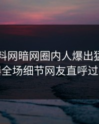 今晨爆料网暗网圈内人爆出猛料，引爆全场细节网友直呼过瘾