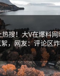 直击冲上热搜！大V在爆料网暗网被爆花絮，网友：评论区炸了