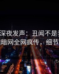 神秘人深夜发声：丑闻不是我干的！爆料网暗网全网疯传，细节太炸裂