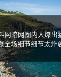 今日爆料网暗网圈内人爆出猛料，引爆全场细节细节太炸裂