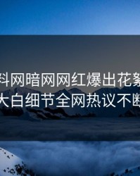 今日爆料网暗网网红爆出花絮，真相大白细节全网热议不断