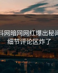 今日爆料网暗网网红爆出秘闻，曝光细节评论区炸了