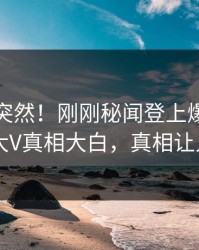 直击太突然！刚刚秘闻登上爆料网暗网，大V真相大白，真相让人瞠目