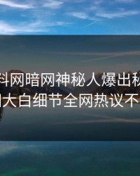 今晚爆料网暗网神秘人爆出秘闻，真相大白细节全网热议不断
