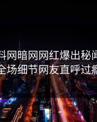 今日爆料网暗网网红爆出秘闻，引爆全场细节网友直呼过瘾