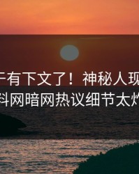 秘闻终于有下文了！神秘人现身回应，爆料网暗网热议细节太炸裂