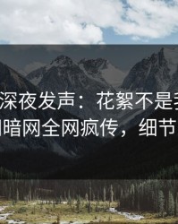 神秘人深夜发声：花絮不是我干的！爆料网暗网全网疯传，细节太炸裂