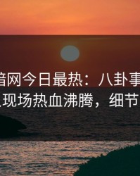 爆料网暗网今日最热：八卦事件曝光，神秘人现场热血沸腾，细节太炸裂