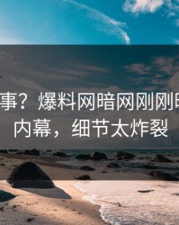 大V又出事？爆料网暗网刚刚曝出秘闻内幕，细节太炸裂