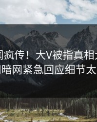 刚刚丑闻疯传！大V被指真相大白，爆料网暗网紧急回应细节太炸裂