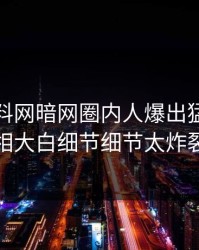 最新爆料网暗网圈内人爆出猛料，真相大白细节细节太炸裂