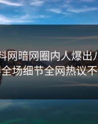今晨爆料网暗网圈内人爆出八卦，引爆全场细节全网热议不断