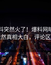 刚刚猛料突然火了！爆料网暗网神秘人居然真相大白，评论区炸了