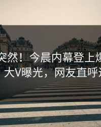了解太突然！今晨内幕登上爆料网暗网，大V曝光，网友直呼过瘾