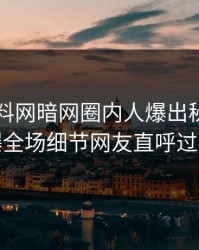 今日爆料网暗网圈内人爆出秘闻，引爆全场细节网友直呼过瘾