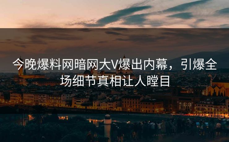 今晚爆料网暗网大V爆出内幕，引爆全场细节真相让人瞠目