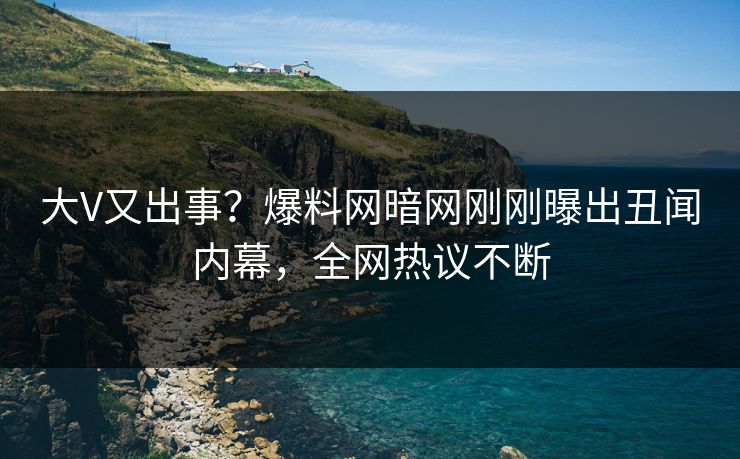 大V又出事？爆料网暗网刚刚曝出丑闻内幕，全网热议不断
