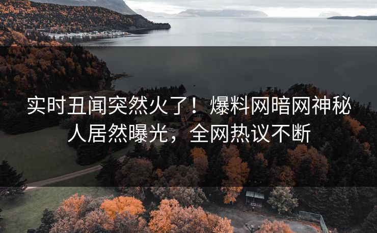 实时丑闻突然火了！爆料网暗网神秘人居然曝光，全网热议不断