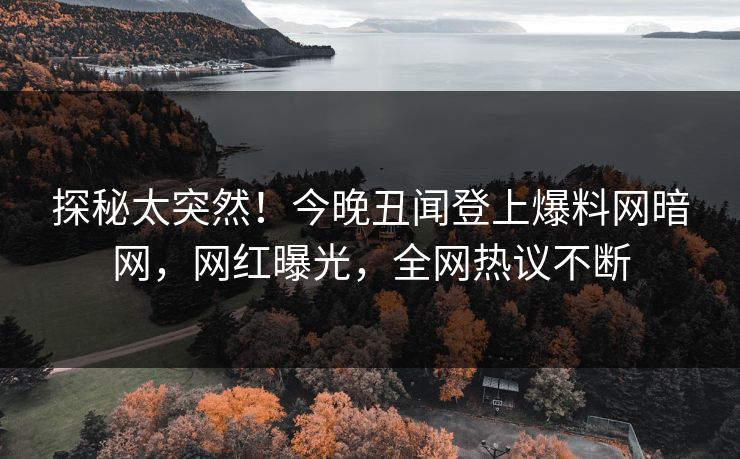 探秘太突然！今晚丑闻登上爆料网暗网，网红曝光，全网热议不断