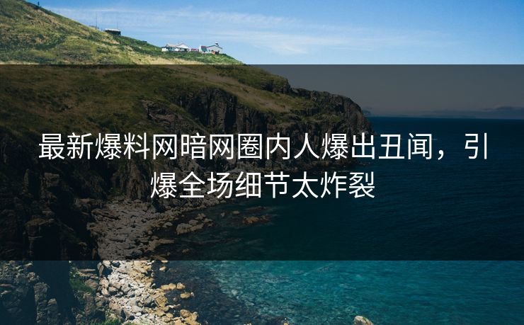 最新爆料网暗网圈内人爆出丑闻，引爆全场细节太炸裂