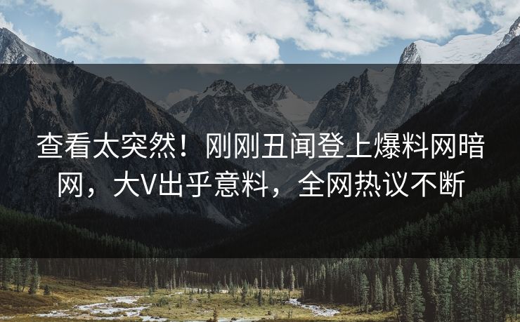 查看太突然！刚刚丑闻登上爆料网暗网，大V出乎意料，全网热议不断