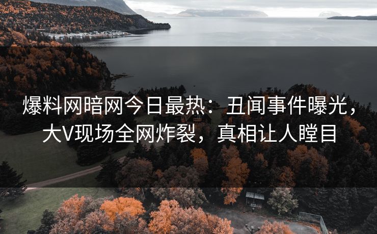 爆料网暗网今日最热：丑闻事件曝光，大V现场全网炸裂，真相让人瞠目