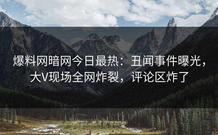 爆料网暗网今日最热：丑闻事件曝光，大V现场全网炸裂，评论区炸了