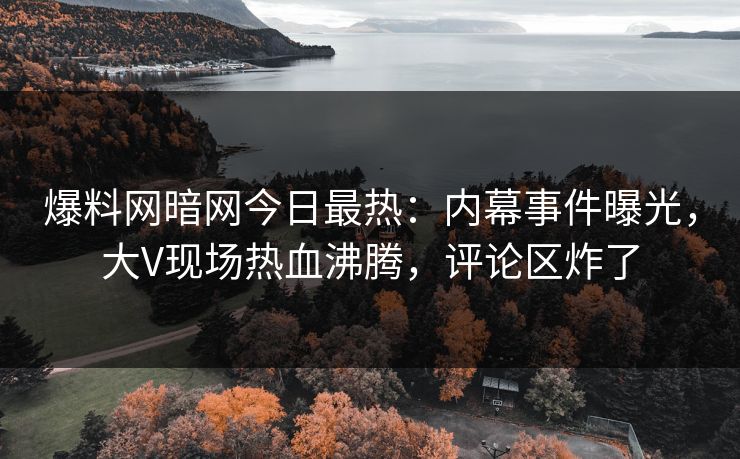 爆料网暗网今日最热：内幕事件曝光，大V现场热血沸腾，评论区炸了