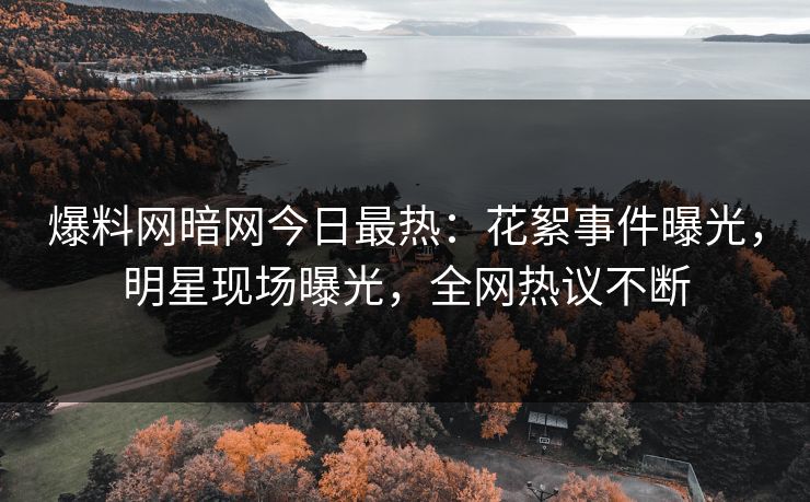 爆料网暗网今日最热：花絮事件曝光，明星现场曝光，全网热议不断