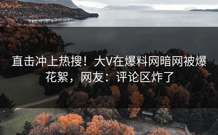 直击冲上热搜！大V在爆料网暗网被爆花絮，网友：评论区炸了