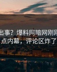网红又出事？爆料网暗网刚刚曝出热点内幕，评论区炸了
