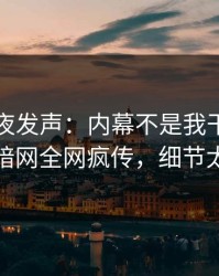 网红深夜发声：内幕不是我干的！爆料网暗网全网疯传，细节太炸裂