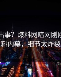 网红又出事？爆料网暗网刚刚曝出猛料内幕，细节太炸裂