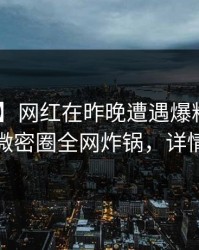 【独家】网红在昨晚遭遇爆料 震撼人心，微密圈全网炸锅，详情直击