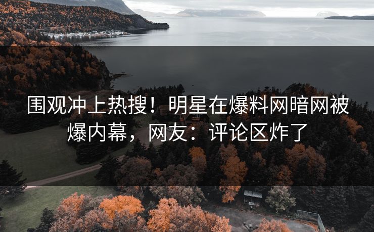 围观冲上热搜！明星在爆料网暗网被爆内幕，网友：评论区炸了